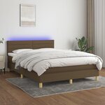 vidaXL Sommier à lattes de lit matelas et LED Marron foncé 140x190 cm