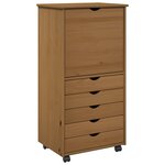 vidaXL Cabinet roulant Marron miel 53 x 39 x 103 cm Bois de Pin Massif