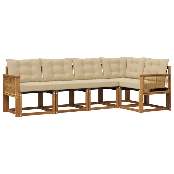 vidaXL Ensemble de canapés d'extérieur 5 pc Naturel et Beige