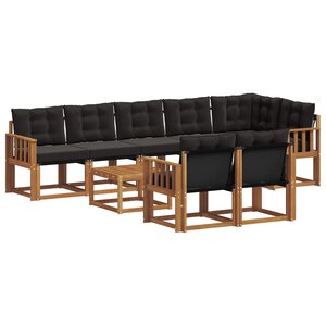 vidaXL Ensemble de canapés d'extérieur 9 pc Naturel et Noir