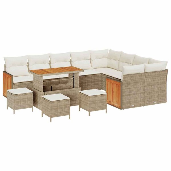 vidaXL Ensemble de canapé de jardin 13 Pièces Beige  Crème