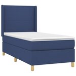 vidaXL Sommier à lattes de lit matelas et LED Bleu 90x200 cm Tissu