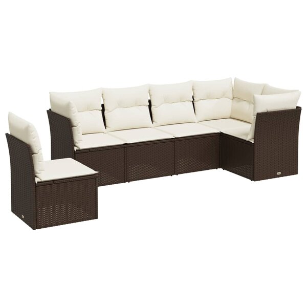 vidaXL Salon de jardin avec coussins 6 Pièces marron résine tressée