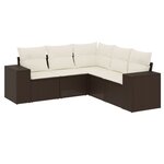 vidaXL Salon de jardin avec coussins 5 Pièces marron résine tressée