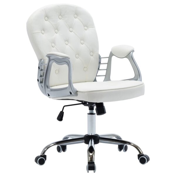 vidaXL Chaise de bureau pivotante Blanc Similicuir