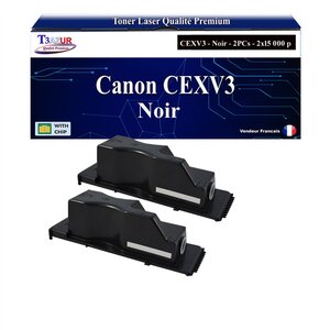 T3AZUR -2x Toners compatibles avec Canon IR2200  IR2200i  IR2220  IR2220i  IR2300  IR2800  IR3250i  IR3300  IR3300i  IR3320 remplace Canon CEXV3 (6647A002) - 15 000 pages