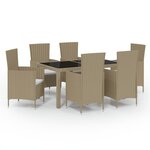 vidaXL Ensemble à manger d'extérieur 7 Pièces coussins Résine tressée