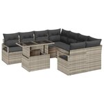vidaXL Ensemble de canapé de jardin 9 Pièces Gris clair Poly rotin