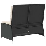 vidaXL Banc inclinable de jardin avec coussins noir résine tressée