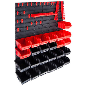 vidaXL Kit de bacs de stockage et panneaux muraux 29 Pièces rouge et noir