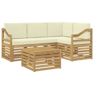 vidaXL Ensemble de canapés d'extérieur 5 pc Blanc et crème Polyester