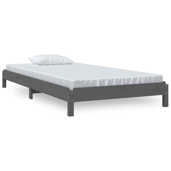 vidaXL Lit empilable sans matelas gris 75x190 cm bois de pin massif