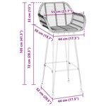 vidaXL Chaise de bar 2 Pièces Naturel 55 x 52 x 105 cm Rotin et métal