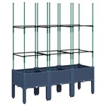 vidaXL Jardinière avec treillis bleu gris 120x40x142 5 cm PP