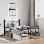 vidaXL Cadre de lit métal sans matelas et pied de lit noir 100x200 cm