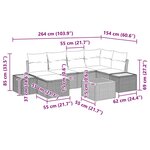 vidaXL Ensemble de canapé de jardin avec coussin 7 Pièces Gris Poly rotin