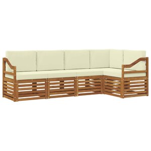vidaXL Ensemble de canapés d'extérieur 5 pc Naturel et Crème Polyester