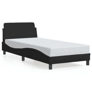 vidaXL Cadre de lit avec tête de lit Dover noir 90x200 cm tissu