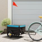 vidaXL Remorque de vélo noir et bleu 30 kg fer