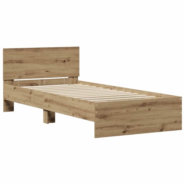 vidaXL Cadre de lit sans matelas avec tête de lit en chêne artisan 75x190 cm