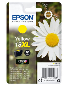 Epson 1-pack yellow 18xl claria home ink 18xl cartouche encre jaune haute capacite 6.6ml 450 pages 1-pack rf-am blister