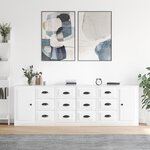 vidaXL Buffets 3 Pièces blanc brillant bois d'ingénierie