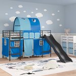 vidaXL Lit mezzanine pour enfants Noir et Bleu 90 x 190 cm Métал