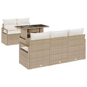vidaXL Ensemble de canapé de jardin 6 Pièces Beige et crème polyrotin