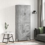 vidaXL Buffet haut Gris béton 69 5x34x180 cm Bois d'ingénierie