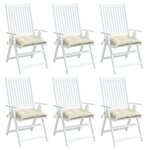 vidaXL Coussins de chaise lot de 6 blanc crème 40x40x7 cm tissu oxford