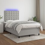 vidaXL Sommier à lattes de lit matelas LED gris clair 120x190 cm tissu