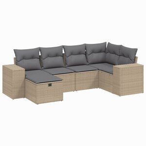 vidaXL Salon de jardin avec coussins 6Pièces mélange beige résine tressée
