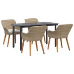 vidaXL Ensemble de salle à manger pour jardin 5 Pièces Beige polyrotin