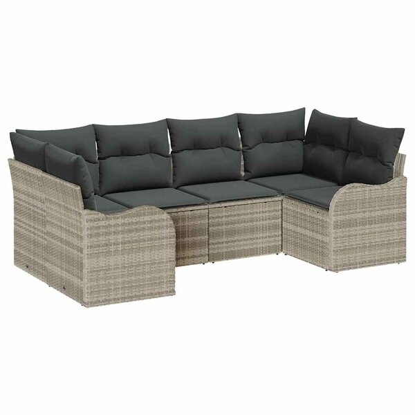 vidaXL Ensemble de canapé de jardin 6 Pièces Gris clair Poly rotin
