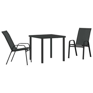 vidaXL Ensemble de salle à manger pour jardin 3 Pièces Noir