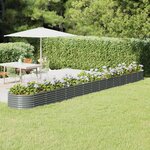 vidaXL Lit surélevé de jardin Acier enduit de poudre 620x80x36 cm gris