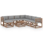 vidaXL Salon de jardin 9 Pièces avec coussins Gris