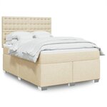 vidaXL Sommier à lattes de lit avec matelas Crème 140x190 cm Tissu