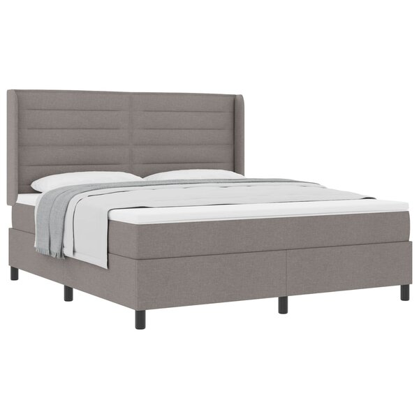 vidaXL Lit à ressorts avec matelas Taupe 180 x 200 cm tissu