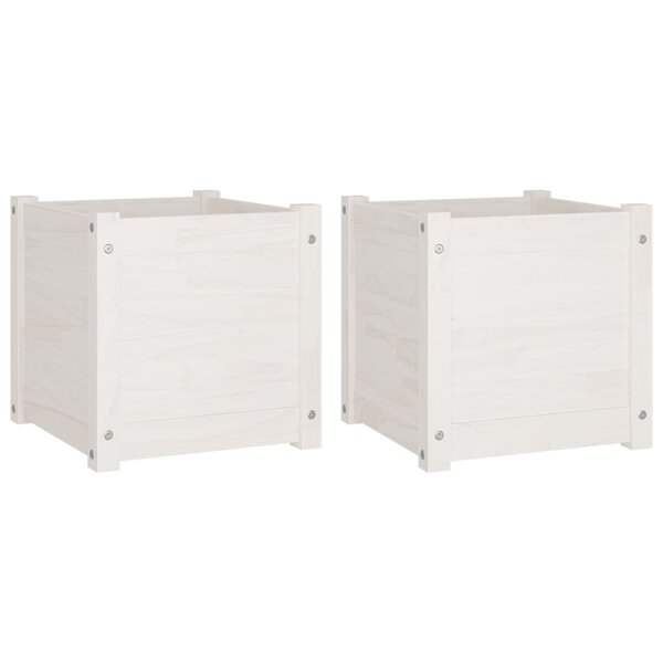 vidaXL Jardinières d'extérieur 2 Pièces Blanc 40x40x40 cm Bois de pin