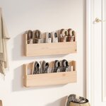vidaXL Étagères à chaussures murales 2 Pièces 59x9x23 cm Pin massif