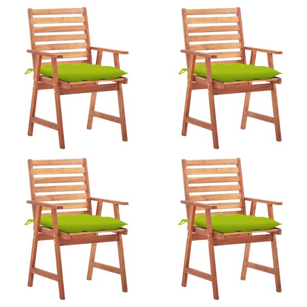 vidaXL Chaises à manger d'extérieur lot de 4 et coussins Acacia massif