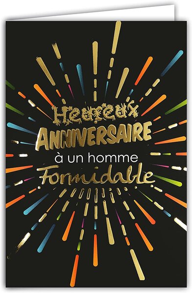 Carte heureux anniversaire à un homme formidable feu d'artifice doré or noir