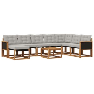 vidaXL Ensemble de canapés d'extérieur 9 Pièces Naturel et Gris clair