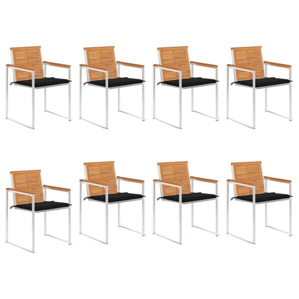 Vidaxl chaises de jardin 8 pièces avec coussins bois d'acacia solide
