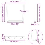 vidaXL Pieds de table à manger en forme de V 3 pièces Acier naturel 80 x (72-73 3) cm Acier