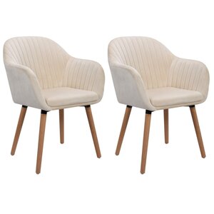 Chaises de salle à manger en velours 2 pièces blanc crème 19_0000368