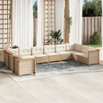 vidaXL Salon de jardin avec coussins 10 Pièces beige résine tressée