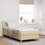 vidaXL Lit boxspring avec matelas Crème 100 x 200 cm tissu