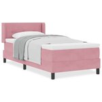 vidaXL Lit à ressorts avec matelas noir 100x200 cm en velours Rose